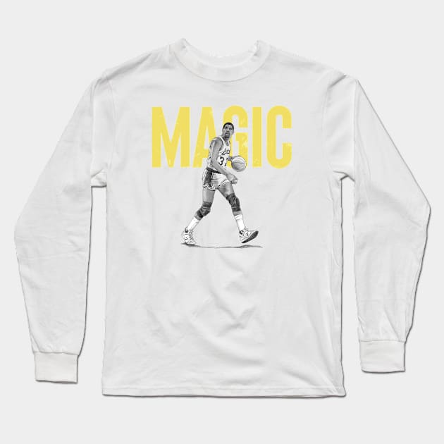 Magic Johnson Yellow 86 Long Sleeve T-Shirt by Dibenedetto